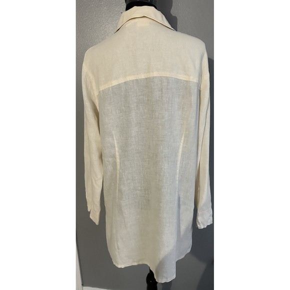 Soft Surroundings Womens L Hidden Button Blouse Cotton Popover Tunic Side Slits - Picture 3 of 8